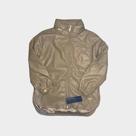 Habitual Brown Hooded Faux Leather Jacket - Picture 2 of 8